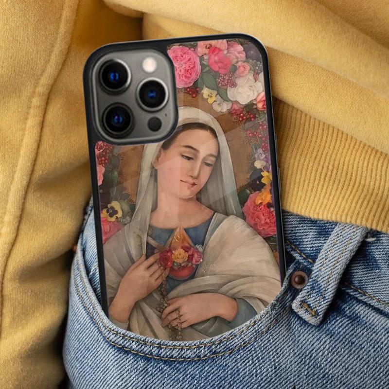 Virgin Maria Soft Phone Case for iPhone 17 Air 16e Pro max 15 Pro 13 14 Plus 11 12 MagSafe Magnetic Coque