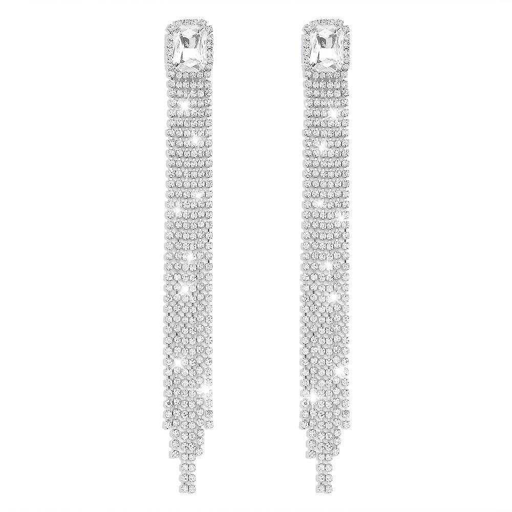 Korean Style Exaggerated Women Girls Shiny Rhinestone Earrings Luxury High Quality Big Crystal Ear Rings Decoration Lady Jewelry