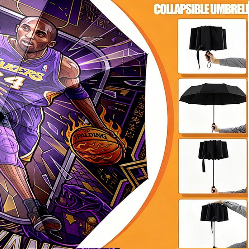 Custom Name Personalized Basketball NBA Print Umbrella, Auto Open Close, 8‑Rib Sturdy Frame, Commute Camping Hiking Use, Birthday Gift