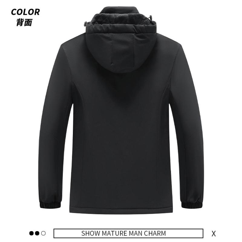 Men's Softshell Jacket with Hood Fleece Lined Windbreaker Lightweight Waterproof Jackets for Hiking (L-8XL)