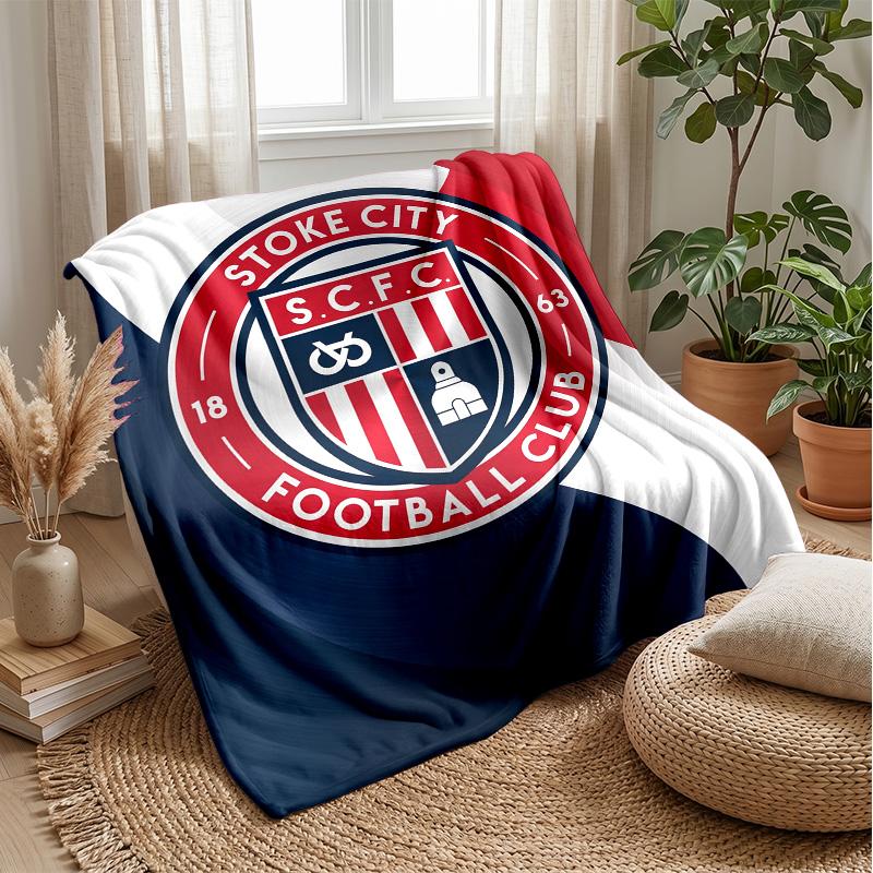 Coperta in Flanella con Stampa Stoke City, Coperta Morbida Calda Leggera per Divano Letto Campeggio