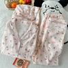 Cloud Cotton Pajamas Women'S Summer Cloud Cotton Short Sleeves Sweet Loungewear Three-Piece Set