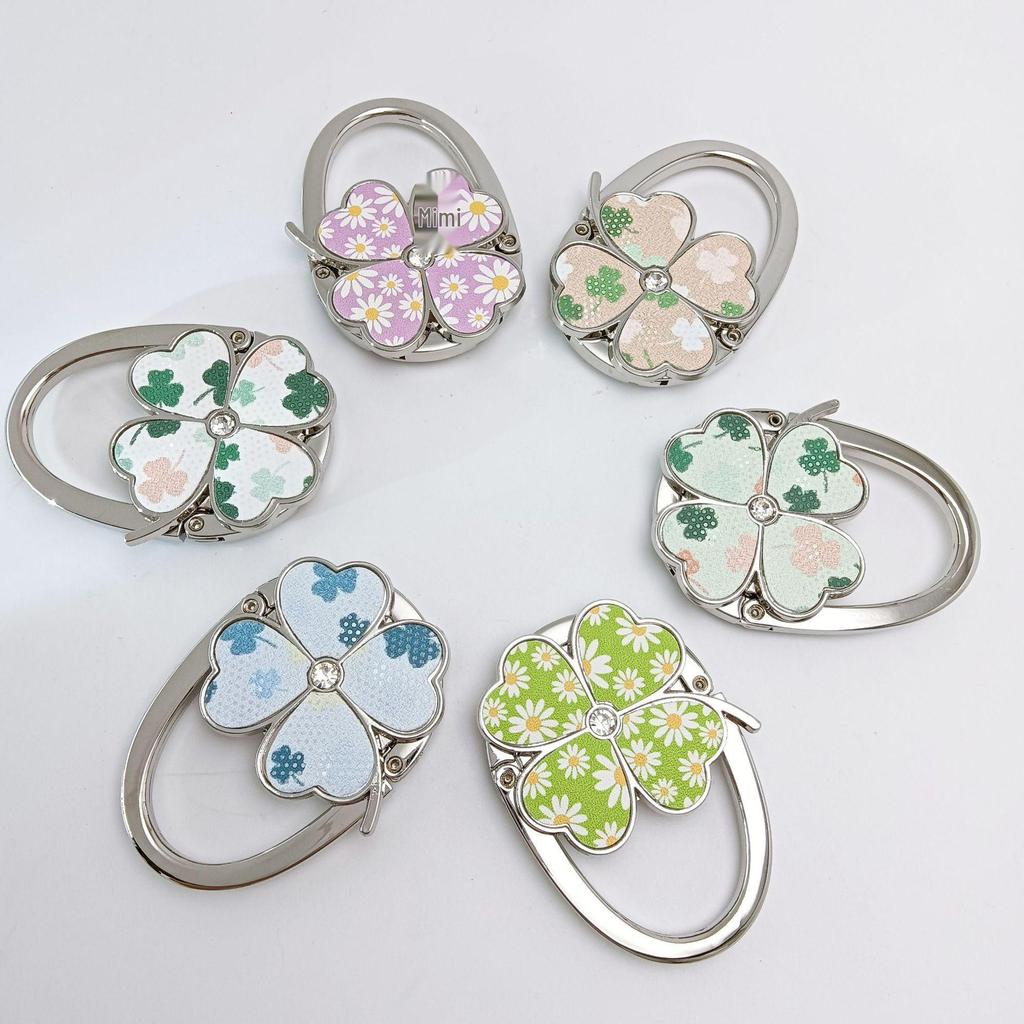 Four-Leaf Clover Floral Handbag Hook - Decorative Storage Accessory