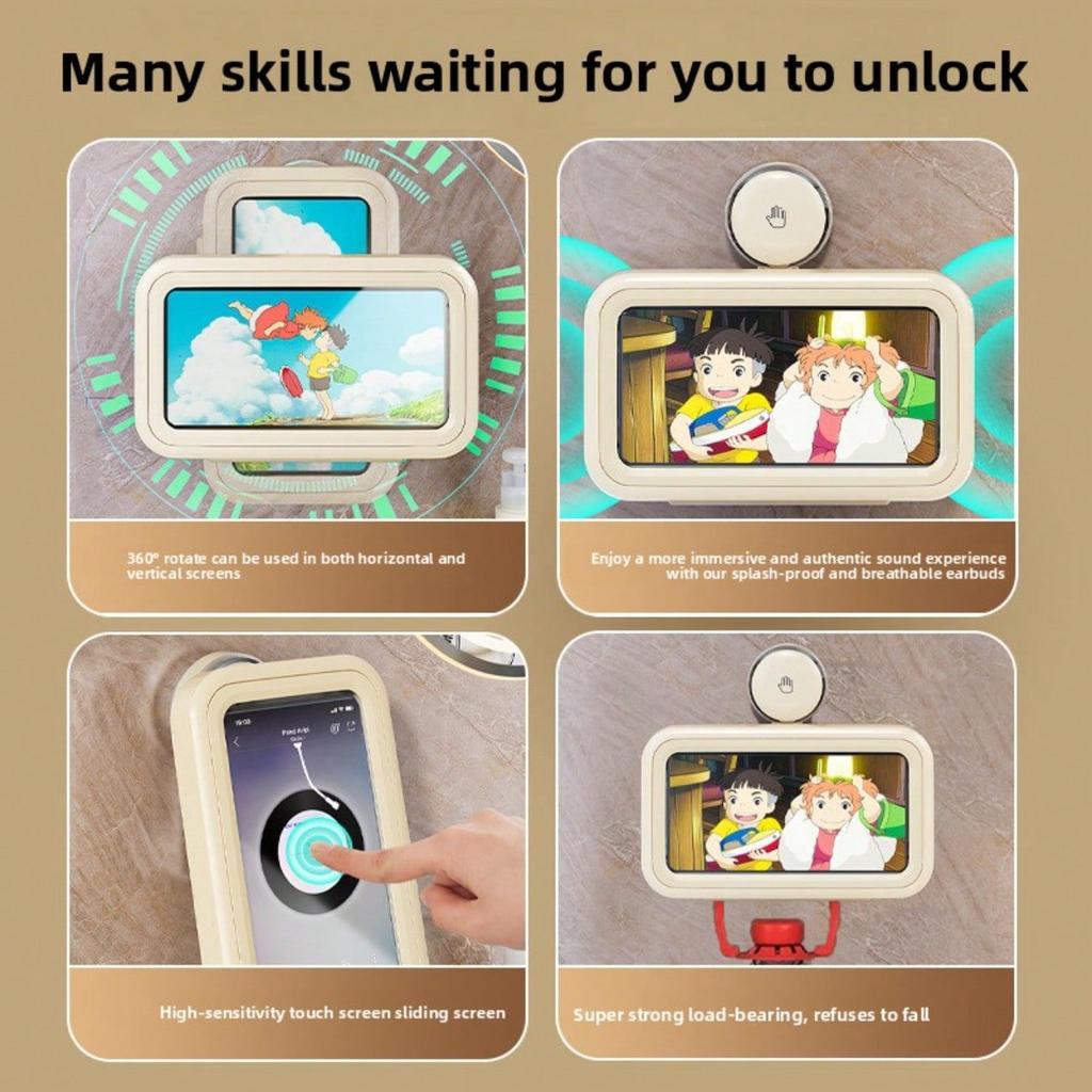 Suction cup bathroom mobile phone holder waterproof mobile phone case mobile phone holder toilet toilet wall-mounted bath rack