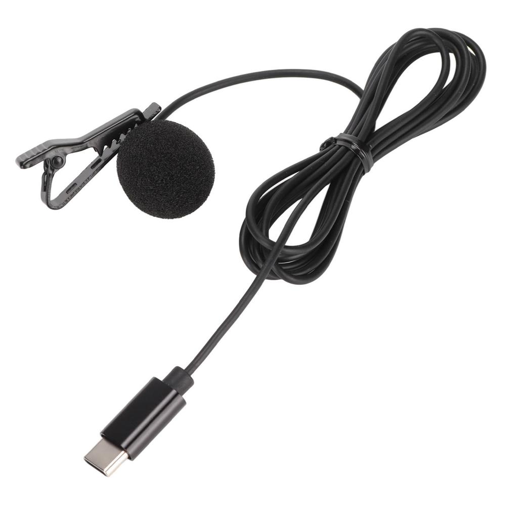 Type C Lavalier Microphone Intelligent Noise Cancellation Wired Lavalier Lapel Microphone for Karaoke Recording