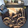 Vintage Motorcycle Round Area Rug,Carpet Rug for Living Room Bedroom Sofa Playroom Decor,Non-slip Floor Mat