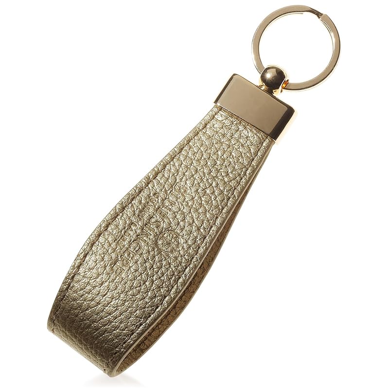 

[BLUE SINCERE] key ring genuine leather ladies strap type key leather key ring key charm key clip small smart key car / KH3 (champagne gold)