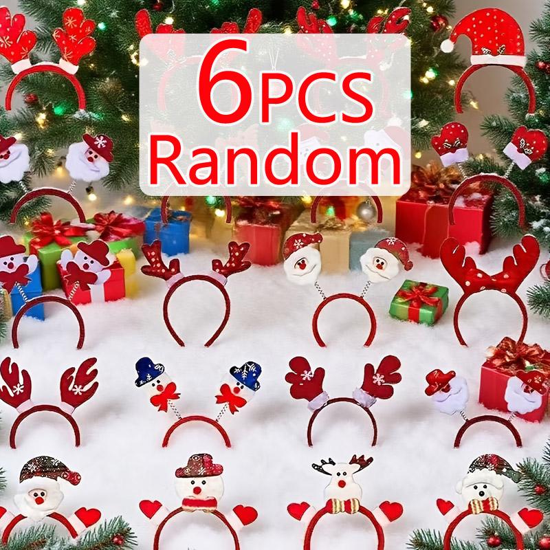 

Christmas Headbands 6/12PCS Random Xmas Headband Christmas Hat Hairpin for Party Favors Holiday Classroom Supplies