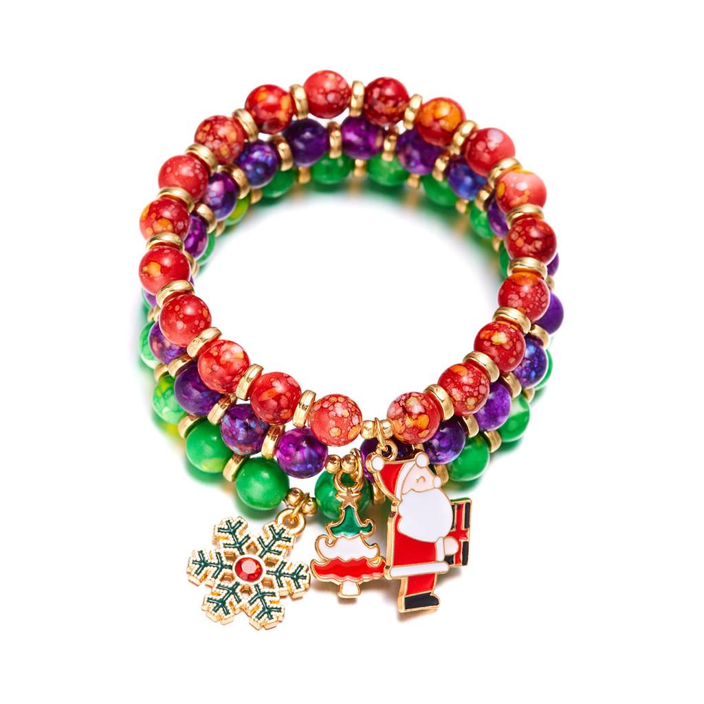 Elegant Christmas Beaded Jewelry For Women With Santa Snowman And Festive Charms Style D