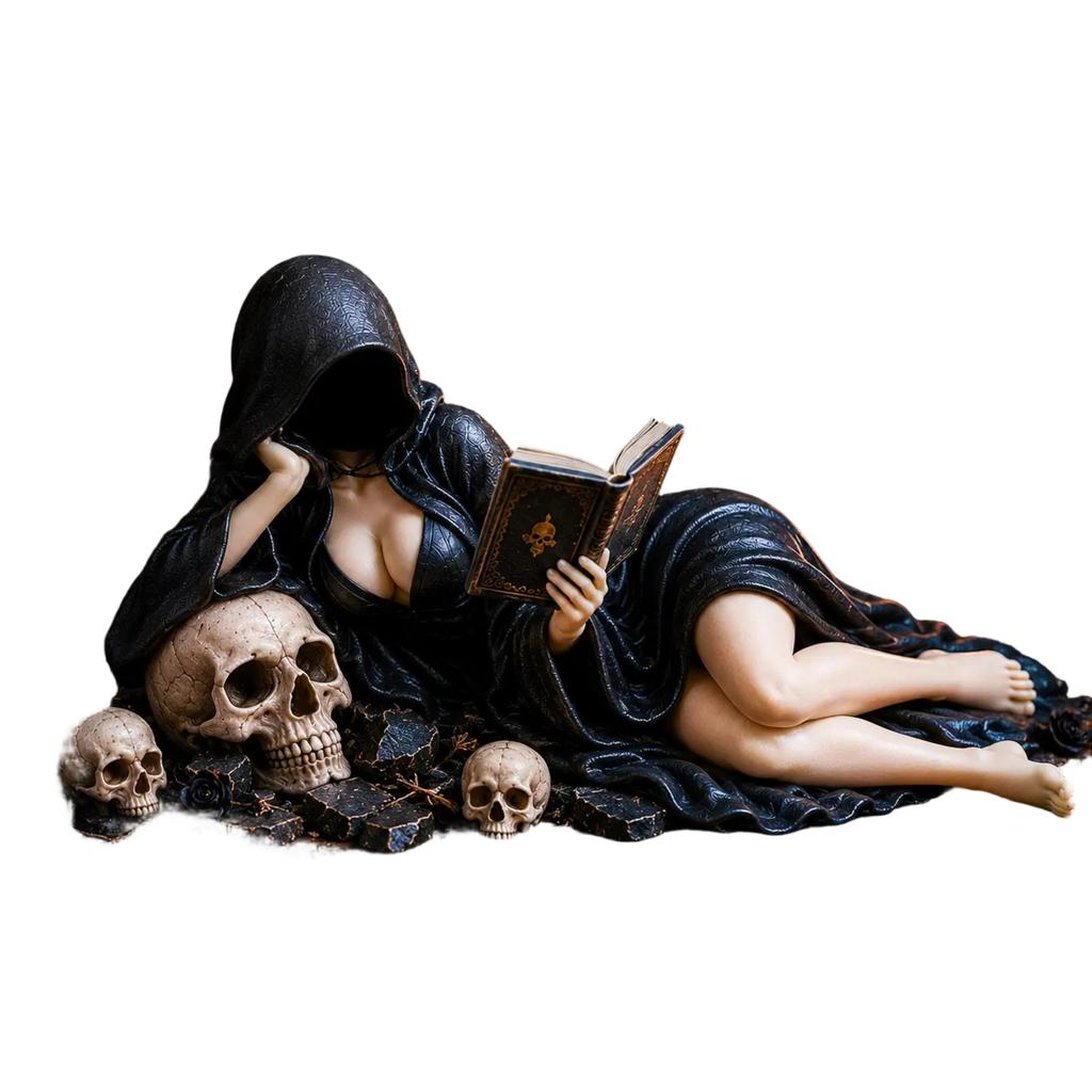 Hooded Reader Figurine Decorative Desk Ornament for Book Lovers