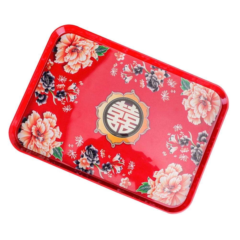 Vintage Decor Tea Tray Wedding Candy Food Traditional Chinese Plates Snack Serving Platter