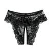 Sexy Plus Size Women's Panties Open File Lace Thong T Pants Sheer Mesh Briefs Erotic Panties Cosplay XL-XXXXL