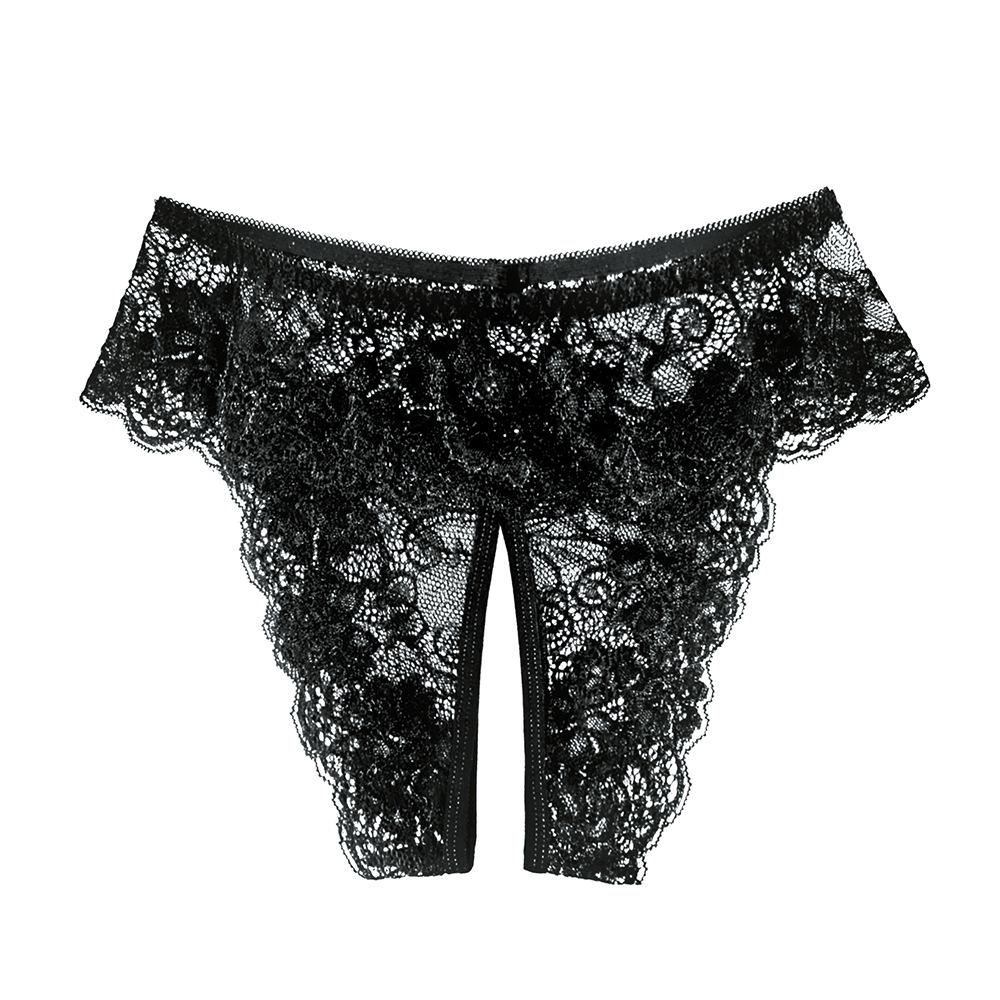 Sexy Plus Size Women's Panties Open File Lace Thong T Pants Sheer Mesh Briefs Erotic Panties Cosplay XL-XXXXL