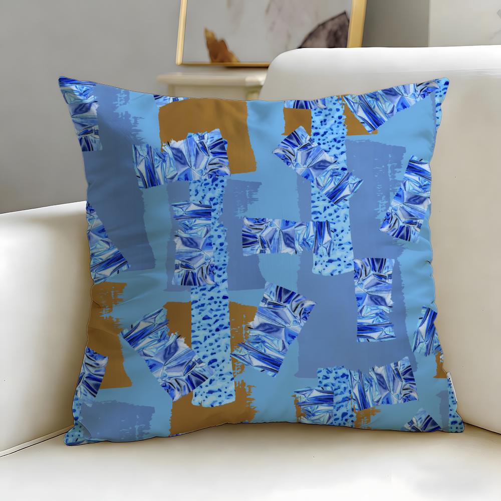 Art Theme Colorful Patchwork Pattern Cushion Cover Soft EasyWash Pillow Case Versatile for Couch Bed Travel and Office