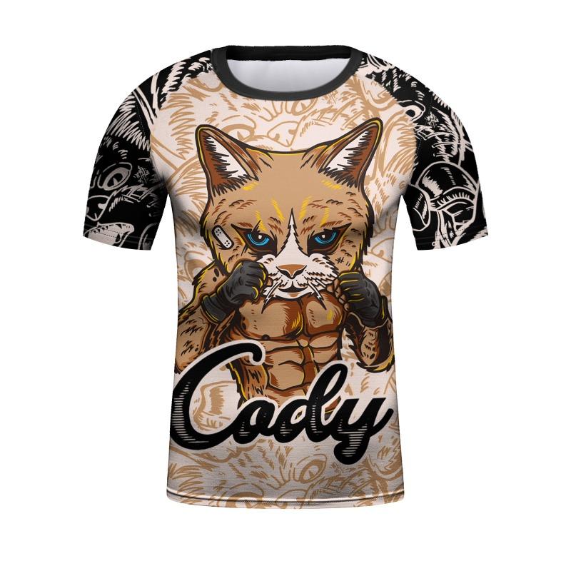 Breathable Elastic 3D Printed Casual Men's Round-neck T-shirt Urban Street Fashion Short-sleeved Men's Top Daily Casual
