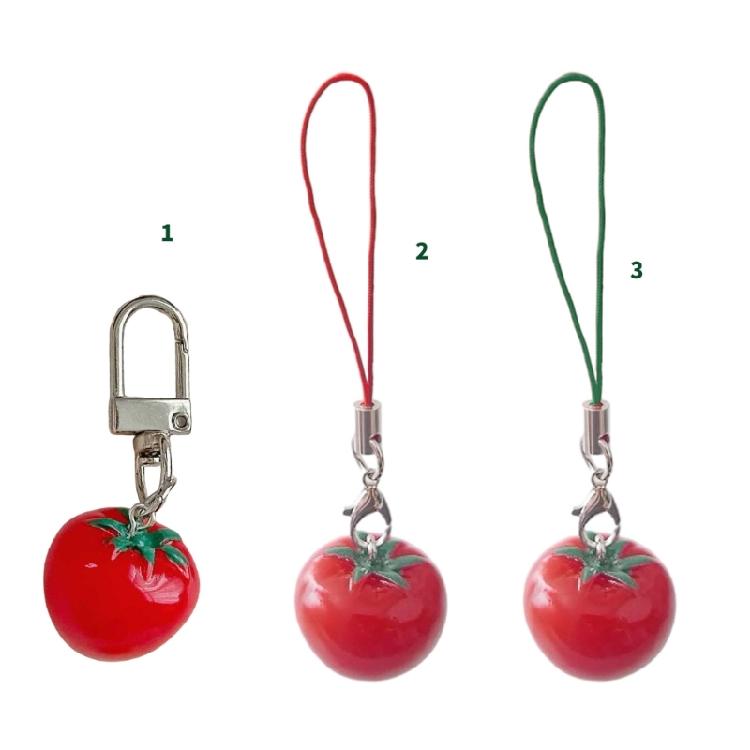 Novelty Tomato with Leaf Girl Keychain Charm Pendant Accessory for School Travel and Everyday Styles Daily Casual Use