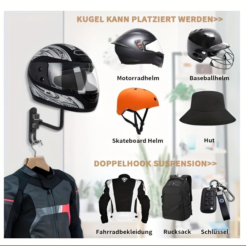 180° Rotary Motorcycle Helmet Wall Hanger with Hooks for Jacket Hat Sport Gear Bike Helmet Garage Home Storage Rack
