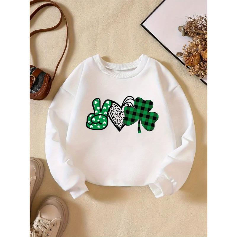 Kids Sweatshirt St. Patrick's Day Crew Neck Sweatshirt - Casual & Sporty with Creative Letter Design, Perfect for Casual Attire, Parties