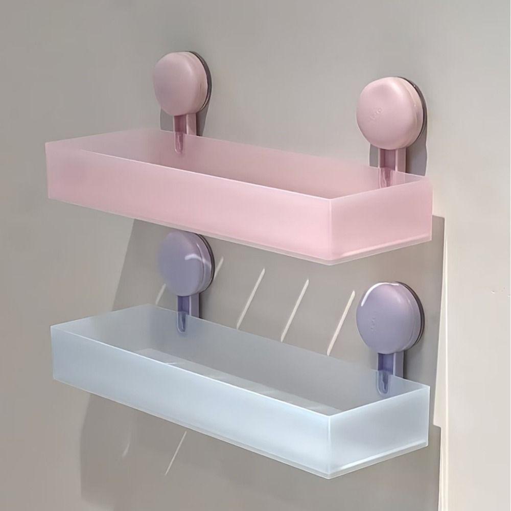 Frosted Suction Cups Shower Shelves Wall Mounted Cosmetics Storage Rack  For Home
