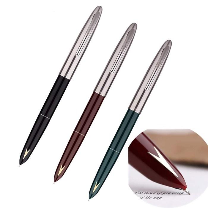 Lanxivi Hero 329 Fountain Pen (Fine Nib, Gold Arrow Pattern, Stainless Steel Cap) 3 Count