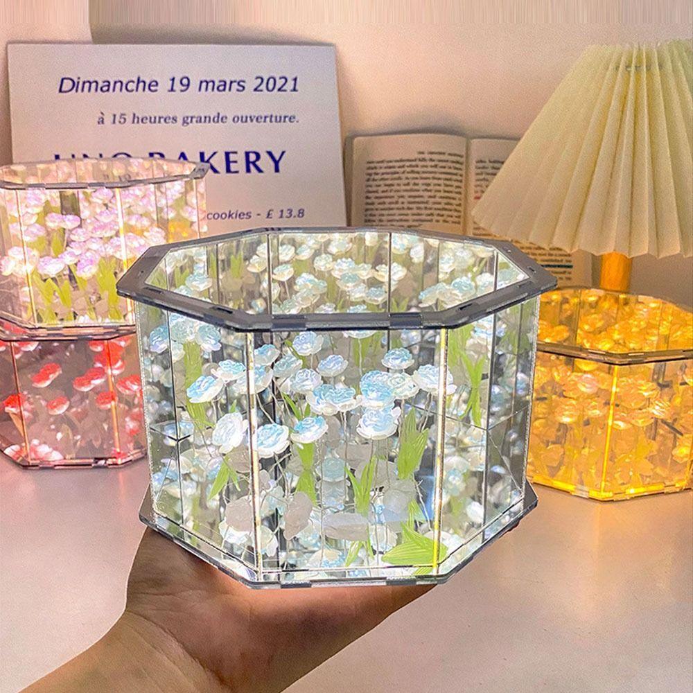 DIY Material Package Handmade Tulip Mirror Desktop Decoration Small Night Light  for Living Room