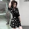 New Spring and Summer Women's Clothing Floral Dress Femininity Waist Thin Hepburn Style Small Black Dress