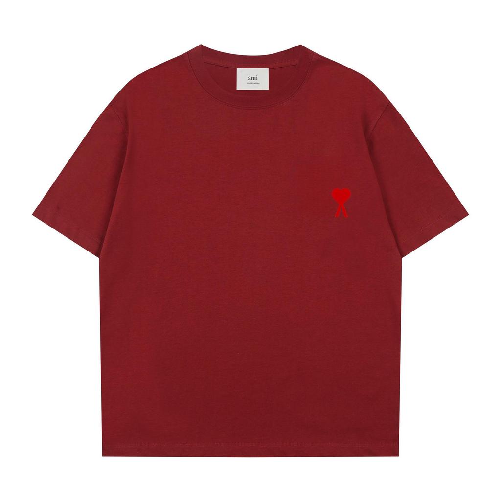 AMI&EASY Classic Short-Sleeve Men's T-Shirt with Small Heart Embroidery - Casual and Versatile Summer Wear