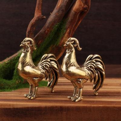 1 Piece Sun Rooster Home Tabletop Tea Pet Ornament Brass Retro Zodiac Rooster Decoration For Home Office Gift