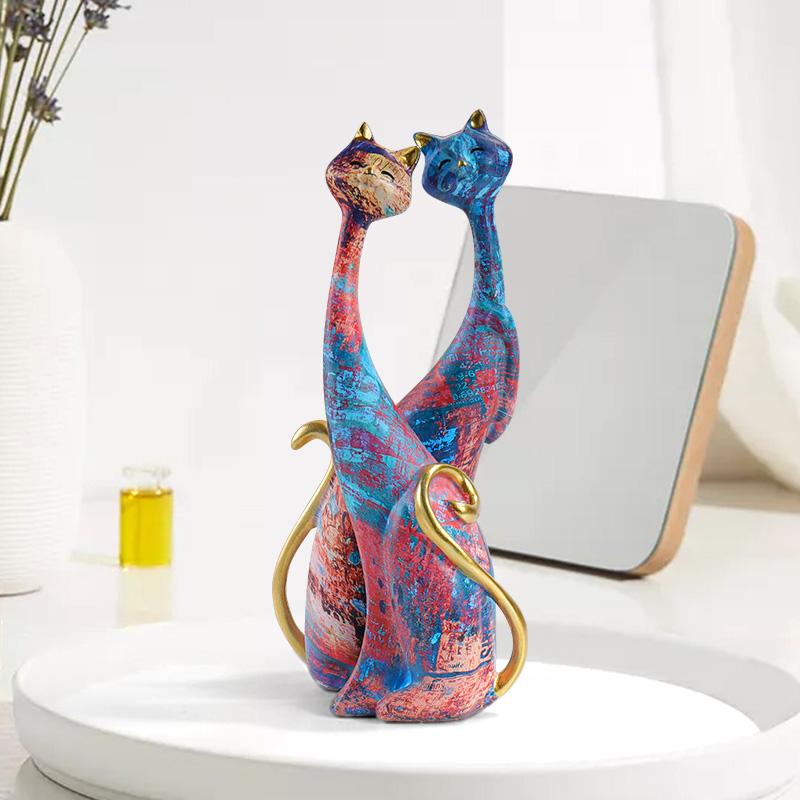 Nordische Kreative Ölgemälde Katze Skulptur Dekorative Ornament Harz Kunst Dekor Zuhause Schlafzimmer Wohnzimmer Dekoration Skulptur