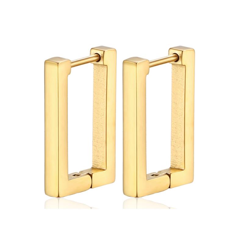 Square Geometric Hoop Earrings for Women Rectangular Gold Metal Earrings Trendy Jewelry Accessories Gifts