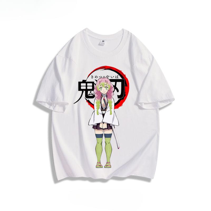 Popular anime demon slayer print 100% pure cotton short sleeved summer men's outdoor casual fashion comfortable streetwear