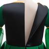 Performance Costume Girls Dresses Green Satin Embroidered Puff Sleeve Girls' Formal Gown