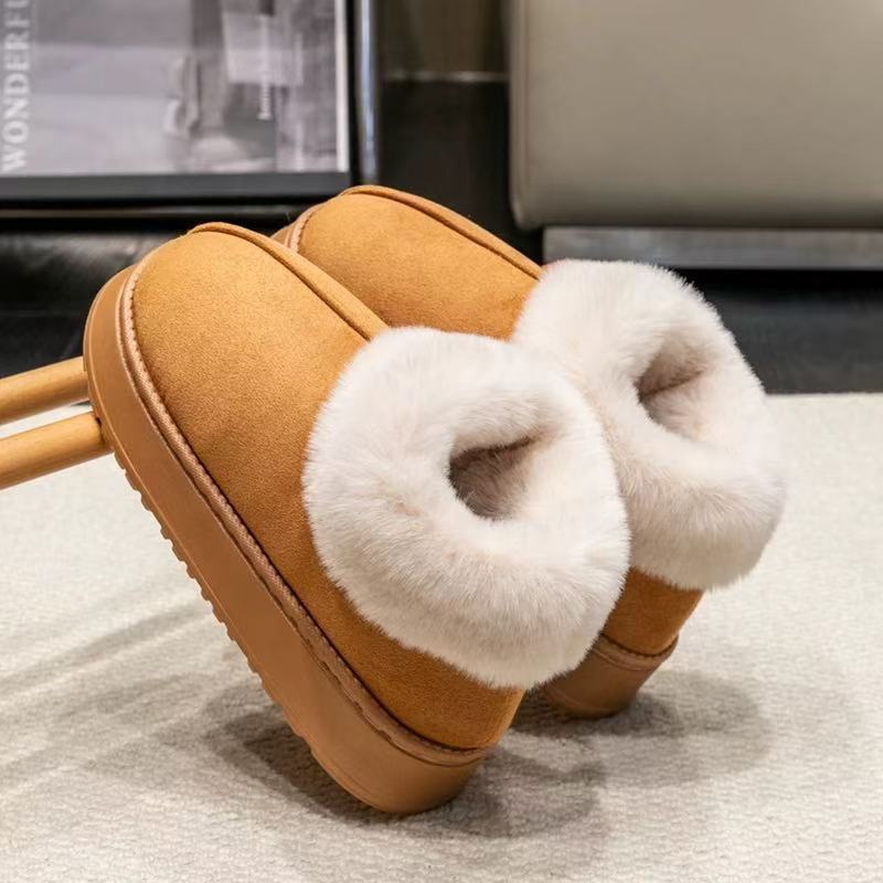 

Хлопковые тапочки на каблуке-рюмочке для женщин, осень и зима, плюшевая изоляция и толстая подошва для ношения на улице, парные меховые хлопковые туфли 40-41