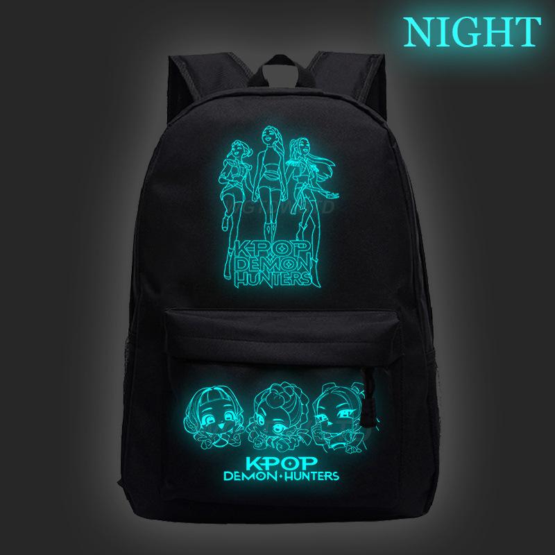 Luminous Backpack Demon Hunters KPop Demon Hunters Cross-border Large Capacity Student School Bag Casual Simple