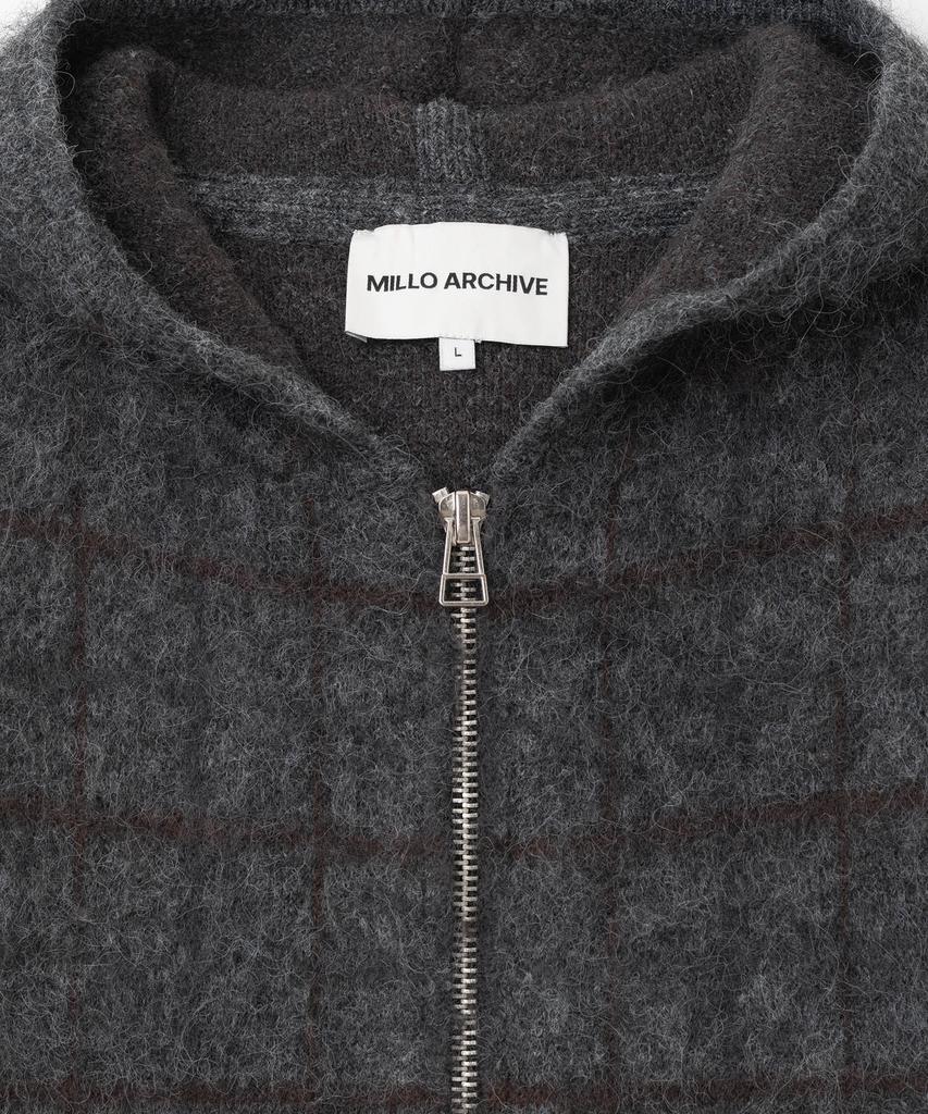 MILLO ARCHIVE Plaid Knit Zip-Up Hoodie [Charcoal]