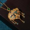 Meier Cold Enamel Craftsmanship Flower Flying Butterfly Imitation Hetian Jade Retro Tassel Necklace