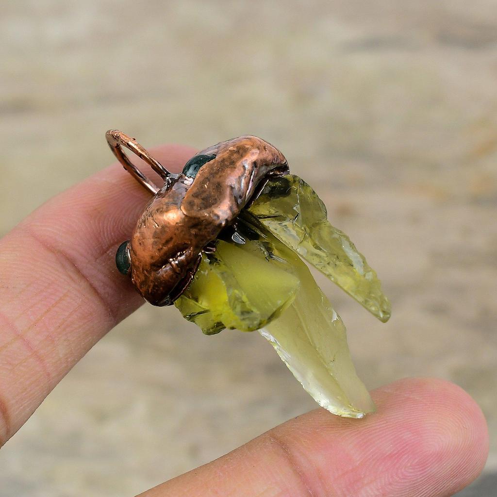 Green Amethyst Rough Pendant Electroformed Copper Pendant Green Tourmaline Rough Pendant Electroformed Jewelry Gemstone Pendant Gift For Her