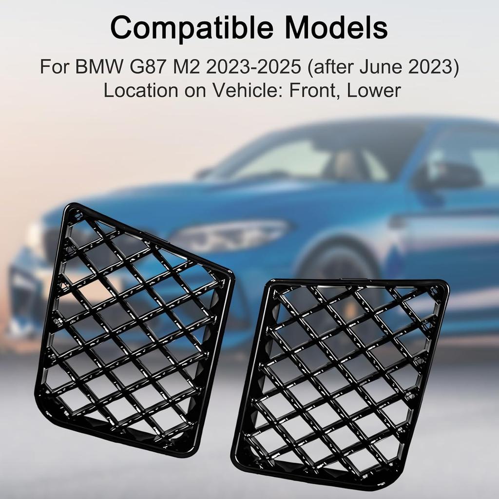 2er-Pack Auto-Kühlergrillabdeckung Stoßfänger vorne Mitte unterer Kühlergrill-Einsatz für BMW G87 M2 2023-2025 (nach Juni 2023) Frontstoßstange Kühlergrill Gitter Kit, Vorne
