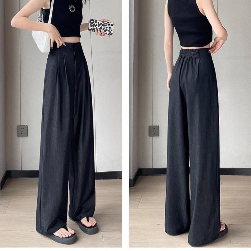 

Женские мягкие джинсовые брюки с высокой талией, широкие тонкие удобные повседневные брюки на весну и лето XXL чёрный