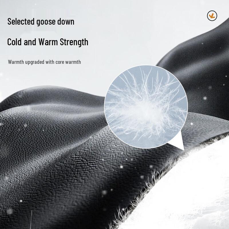 Futing Men's Lambskin Goose Down Leather Jacket with Mink Fur Collar