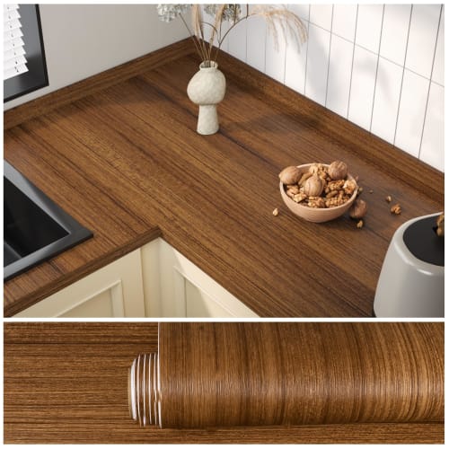VEELIKE Wallpaper Remake Sheet, Wood Grain Table Cover, Brown, 40cm X 3m Wide, Wood Grain Sticker, Cutting Sheet, Wall Sticker, Peelable Wallpaper, Cl