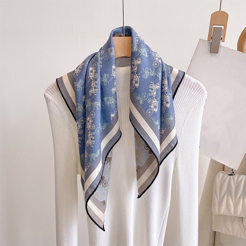 Double-Sided Silk Wool Square Scarf 65x65cm