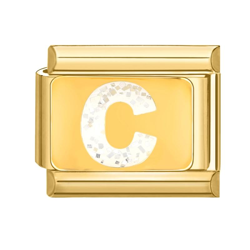 Fashion Golden 26 Letters A-Z Italian Links Charm Beads 9mm Stainless Steel Bracelet Jewelry DIY Hand Making