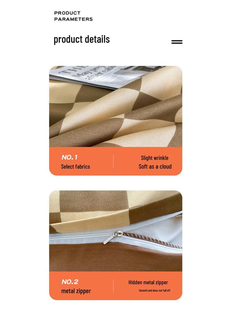 Vierteiliges gebürstetes bedrucktes Bettbezug- & einfaches Sommerbettwäsche-Set für Studentenwohnheime