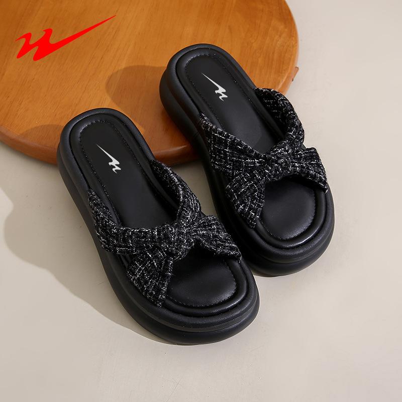 

Double star summer wear new fairy style with skirt platform beach sandals pregnant women one-word drag 35 чёрный