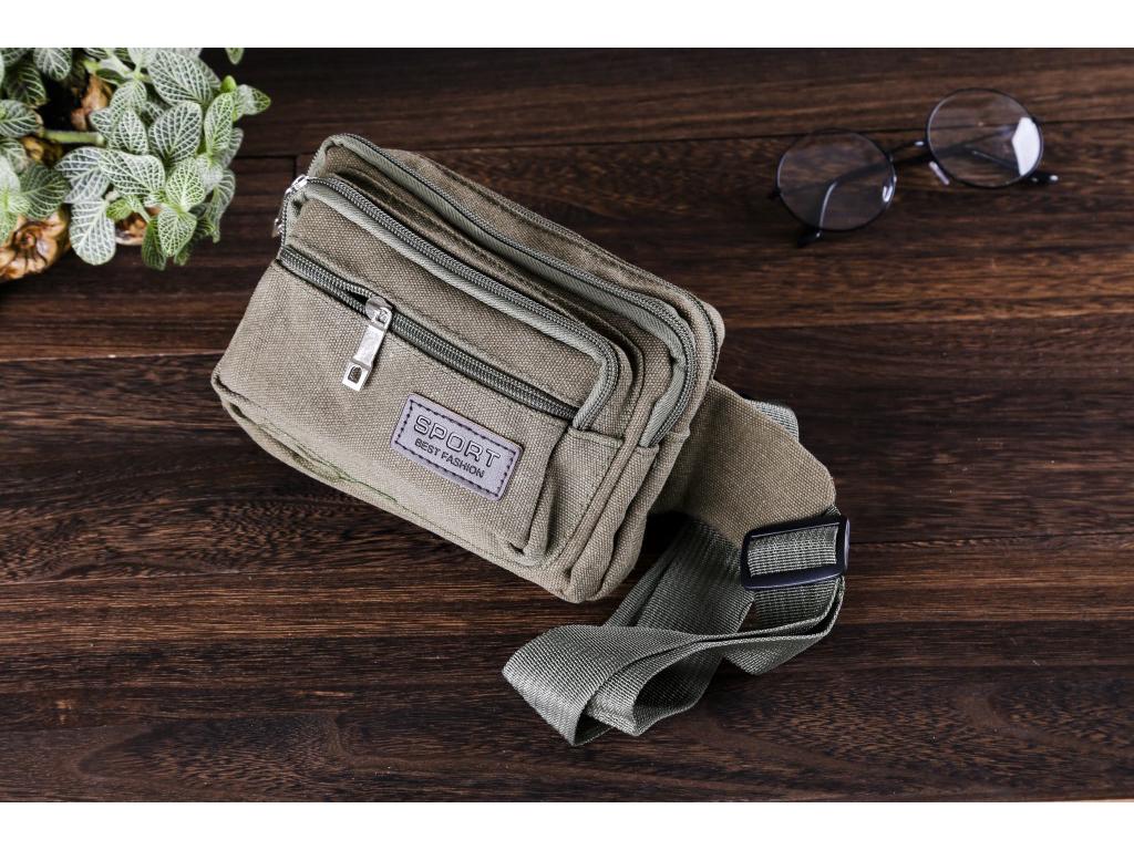 Compact Wear-Resistant Canvas Waist Bag: Multifunctional, Large Capacity, Anti-Theft, Simple Fashion