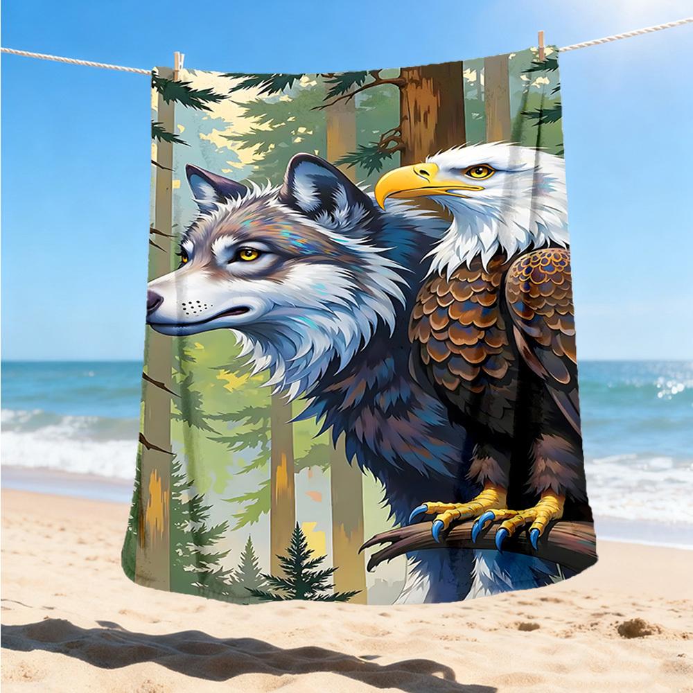 

1pc Wolf Eagle Outdoor Blanket, Soft And Comfortable Blanket, Casual Warm Outdoor Blanket, Camping Travel Blanket yy251201127 75x90cm