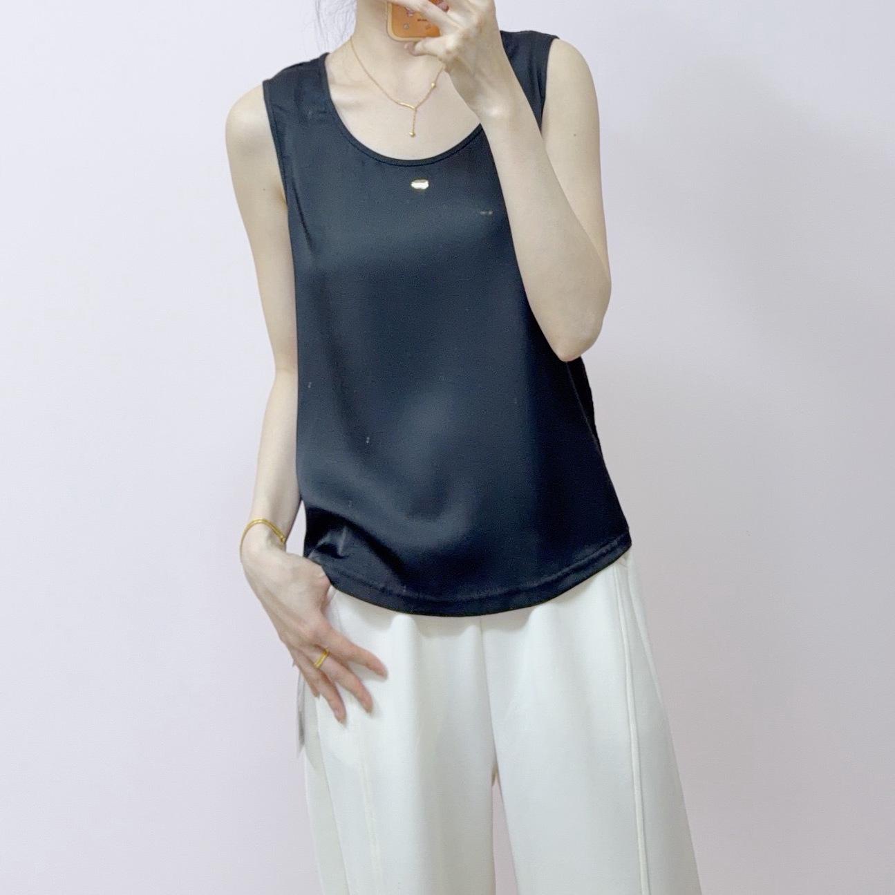 

2026 Spring/Summer Lace Patchwork Round Neck Solid Color Vest 089 XL (118-128 jin) чёрный