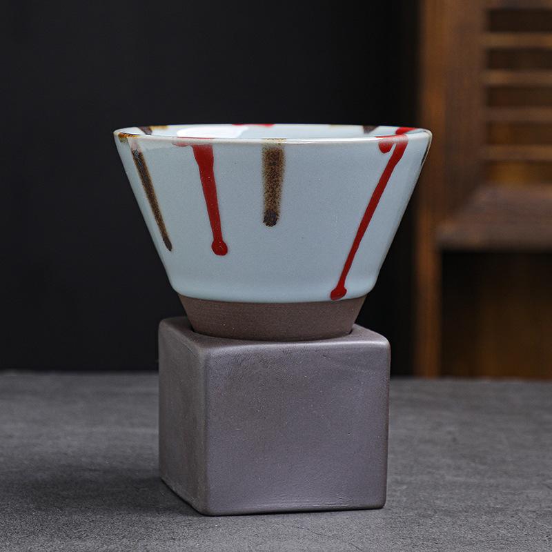 Creative Retro Ceramic Coffee Cup Cone Rough Pottery Tea Cup Japanese Latte Pull Flower Porcelain Cup Household New Pottery
