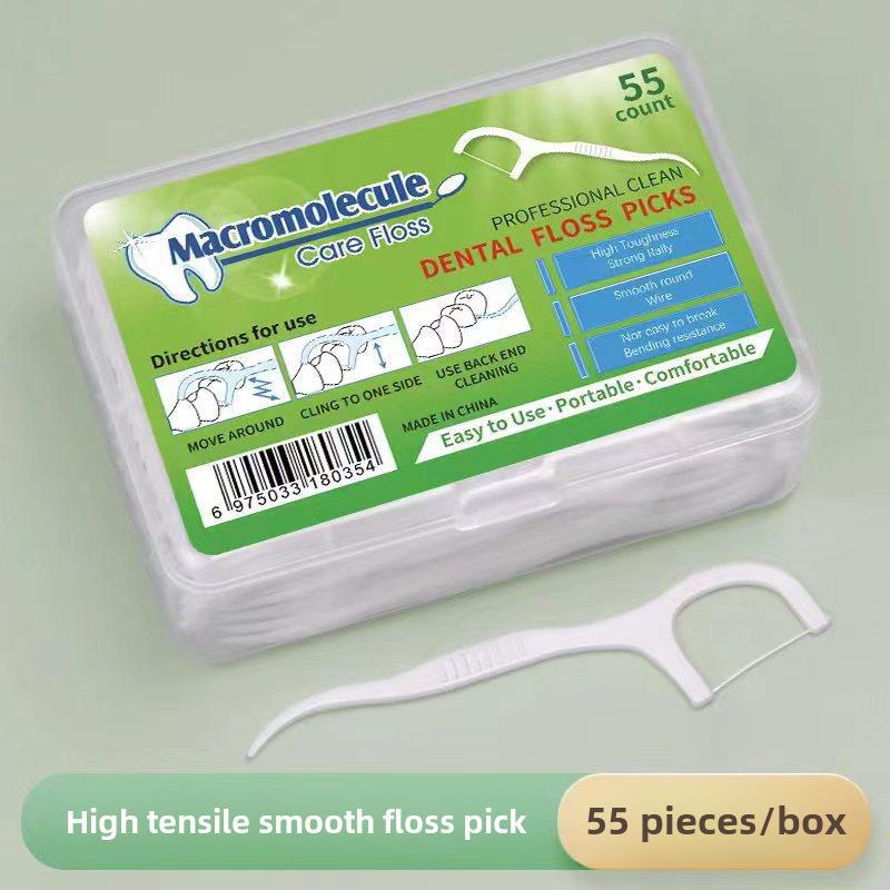 50-Piece Disposable Polymer Dental Floss Sticks Toothpick Box